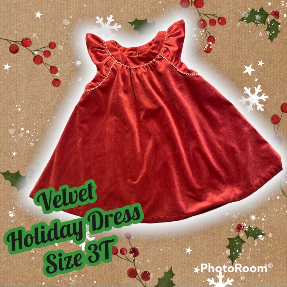 Heirlooms by Polly Flinders Red Velvet Girl’s Holiday Dress Size 3T